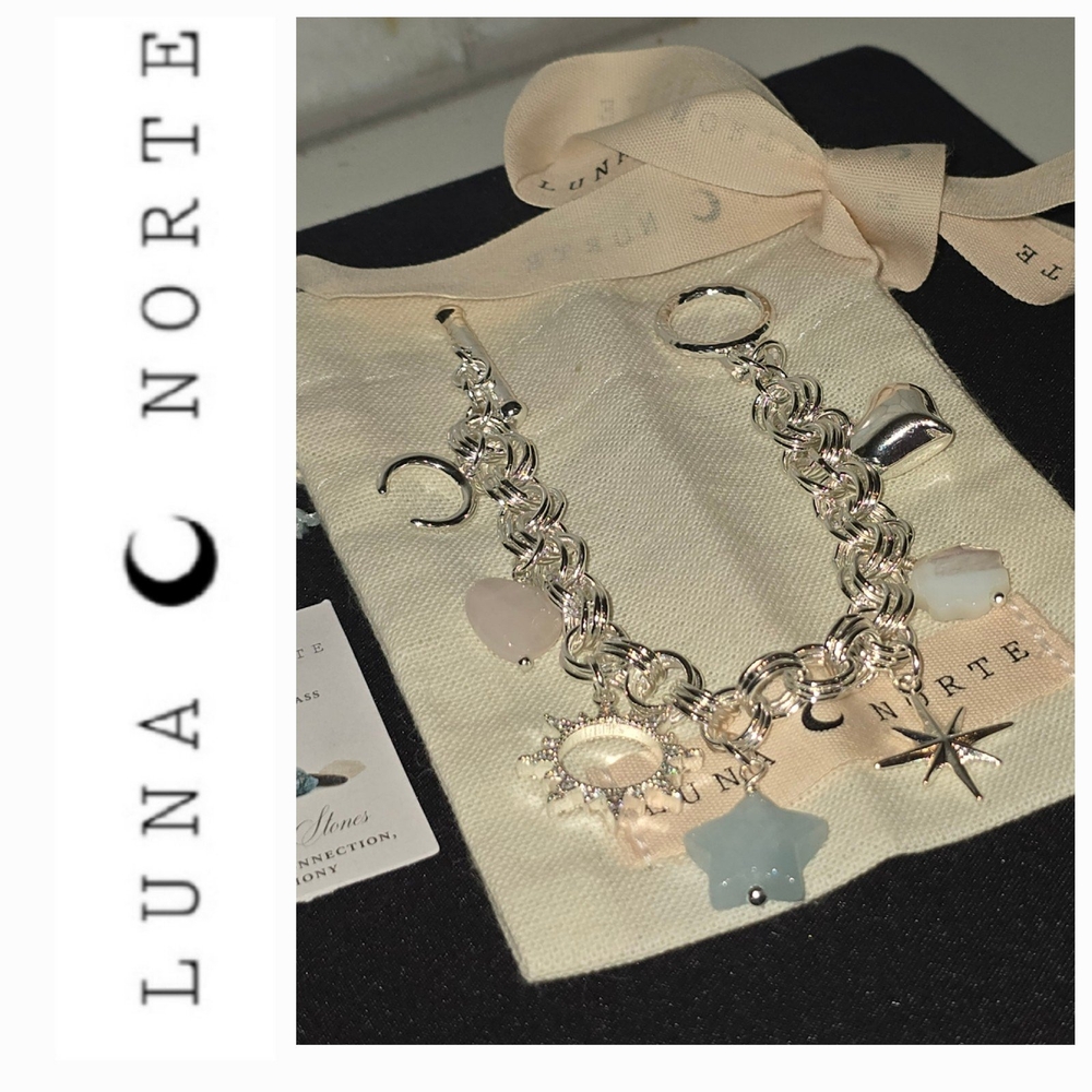 🌙 Luna Norte Silver Sweet & Simple Charm Bracelet, Viral, Genuine Gem Stones